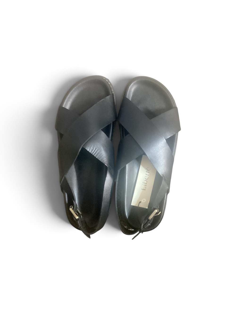 Liberté Black Crisscross Leather Sandals